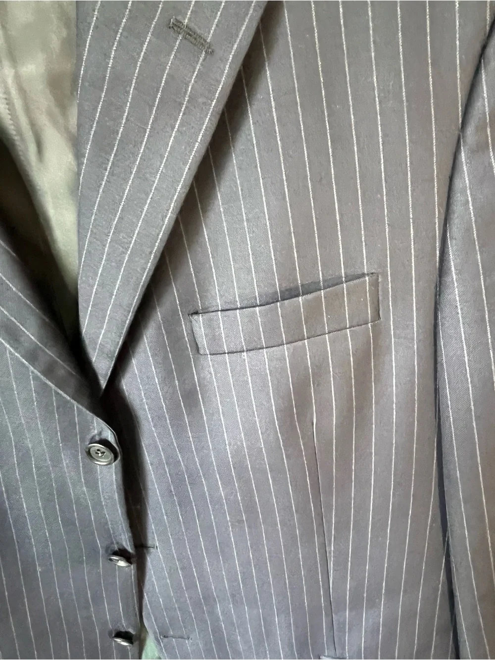 Arnold Brant Men's Navy Pinstripe Blazer Sport Coat 46R XL Made in Canada